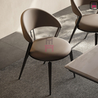 Open Back Carbon Steel Frame Leather Upholstered Dining Chair For Restaurant