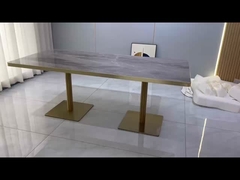 Нержавеющая сталь Роза Золотой ресторан Стол для обеда Роскошный мраморный верх с золотым швом